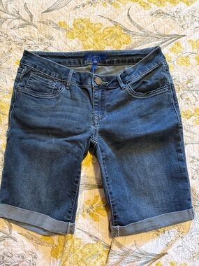 Apt. 9 Women's Dark Blue Rolled-Hem Denim Bermuda Shorts